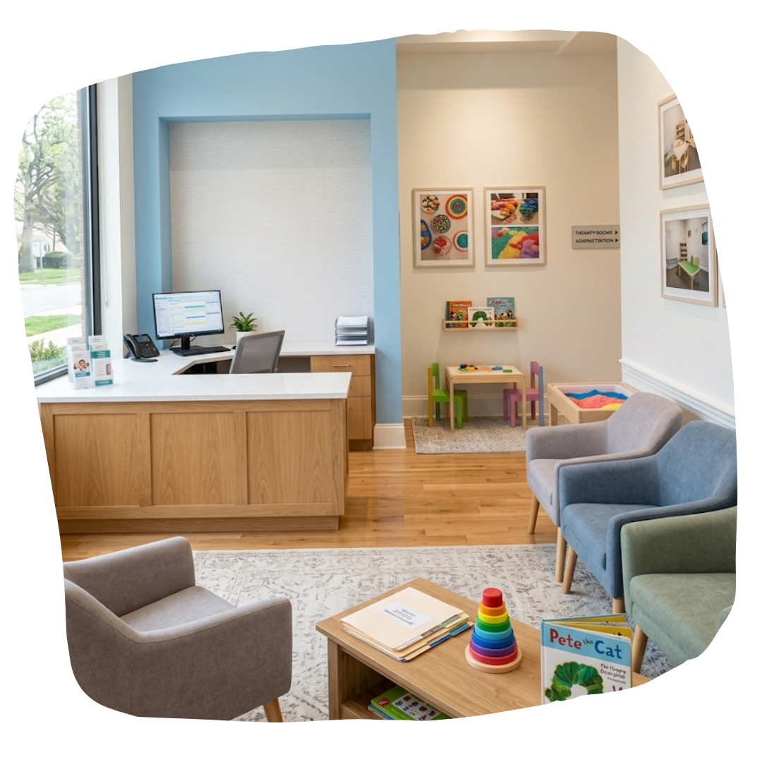 Bright children's therapy playroom